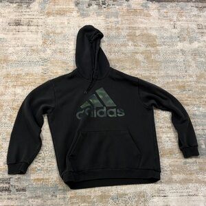 Adidas Men's Black Hoodie with Camouflage Logo